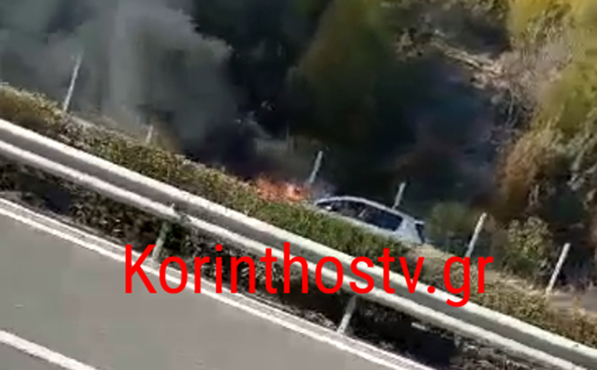 Αυτοκίνητο τυλίχθηκε στις φλόγες εν κινήσει στην εθνική οδό Κορίνθου – Τριπόλεως