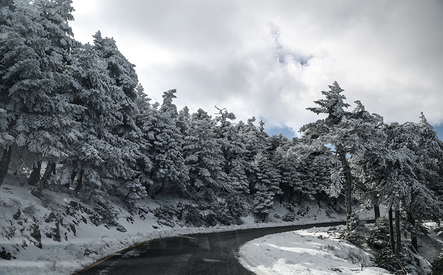 Εντυπωσιακές εικόνες από την Πάρνηθα με τα πρώτα χιόνια του 2023