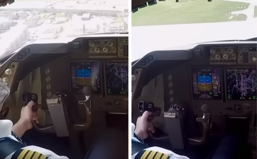 Βλέποντας την προσγείωση μέσα από το πιλοτήριο