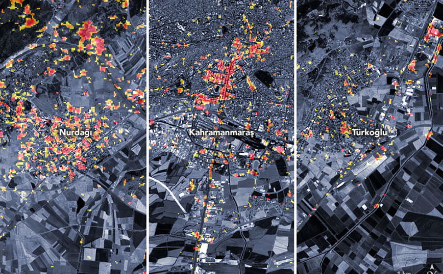 Σεισμός στην Τουρκία: Δορυφορικός χάρτης της NASA δείχνει το μέγεθος της καταστροφής
