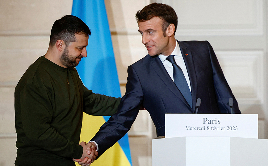 Ο Βολοντιμιρ Ζελένσκι και ο Εμμανουελ Μακρόν Ο Βολοντιμιρ Ζελένσκι και ο Εμμανουελ Μακρόν