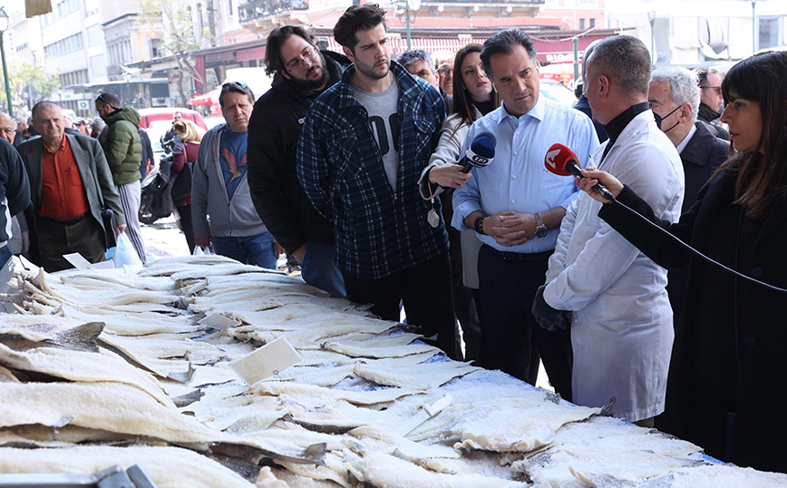 Αυτοψία Άδωνι Γεωργιάδη στη Βαρβάκειο για τον μπακαλιάρο: Όποιος θα ψωνίσει από εδώ, γλιτώνει λεφτά