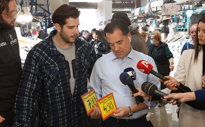 Ο Άδωνις Γεωργιάδης στη Βαρβάκειο αγορά