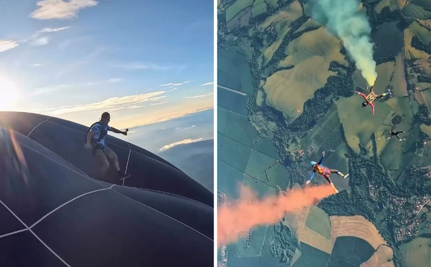 Ανέβηκαν στην οροφή ενός αερόστατου και έκαναν ελεύθερη πτώση