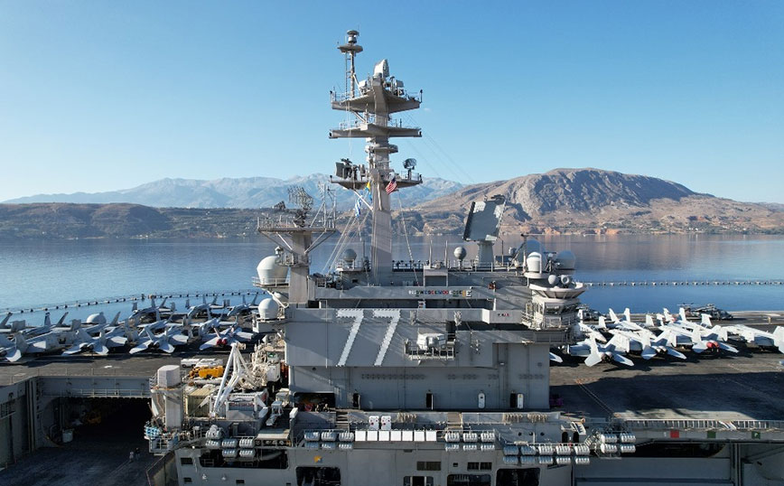 Tο αεροπλανοφόρο «USS George H.W. Bush» στη Σούδα – Έχει μήκος 333 μέτρα και 20 ορόφους πάνω από το επίπεδο της θάλασσας
