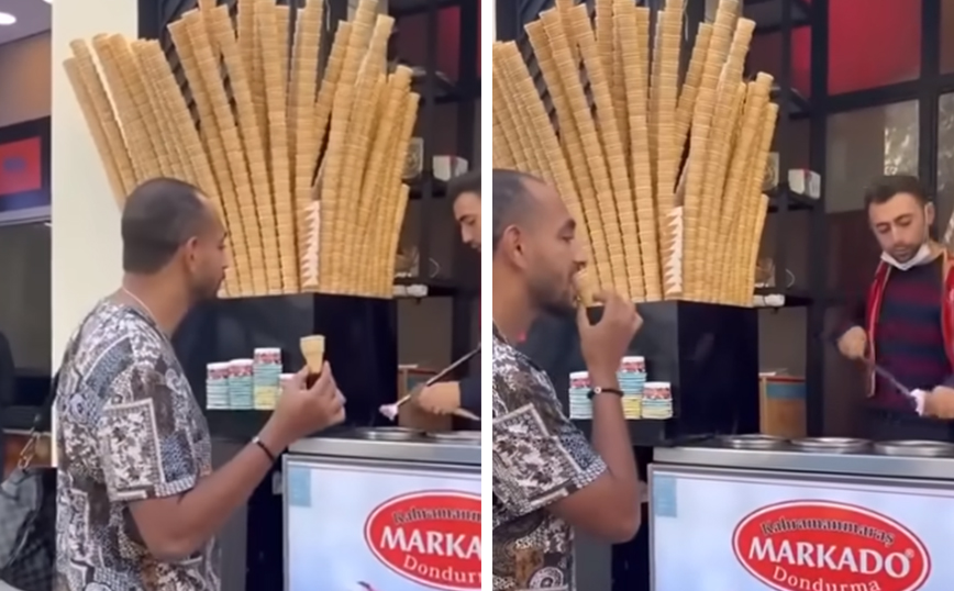 Τρολάροντας τον κλασικό πλανόδιο Τούρκο παγωτατζή