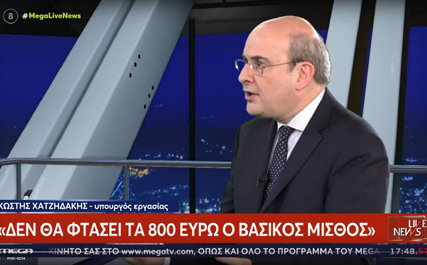 Χατζηδάκης: Ο κατώτατος μισθός δεν θα φτάσει τα 800 ευρώ
