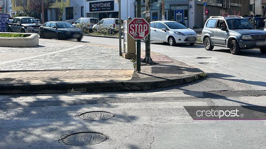 Ηράκλειο: Πινακίδα του STOP είναι στραμμένη στους… πεζούς