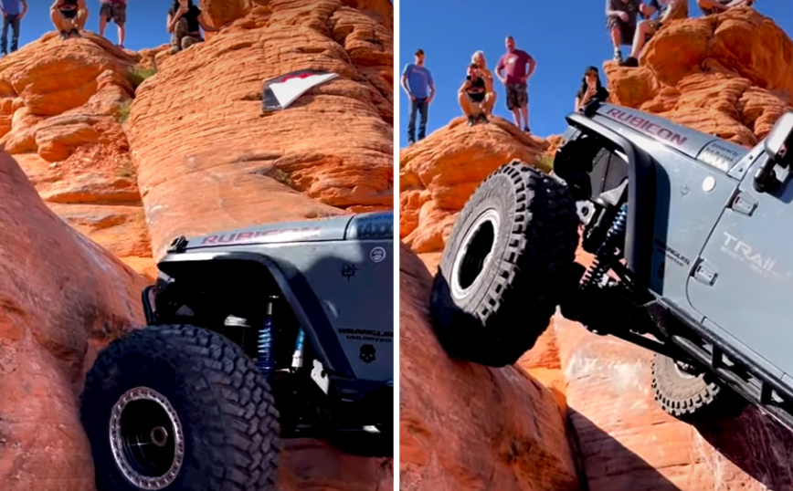 Τζιπ μοιάζει να αψηφά τους νόμους της βαρύτητας