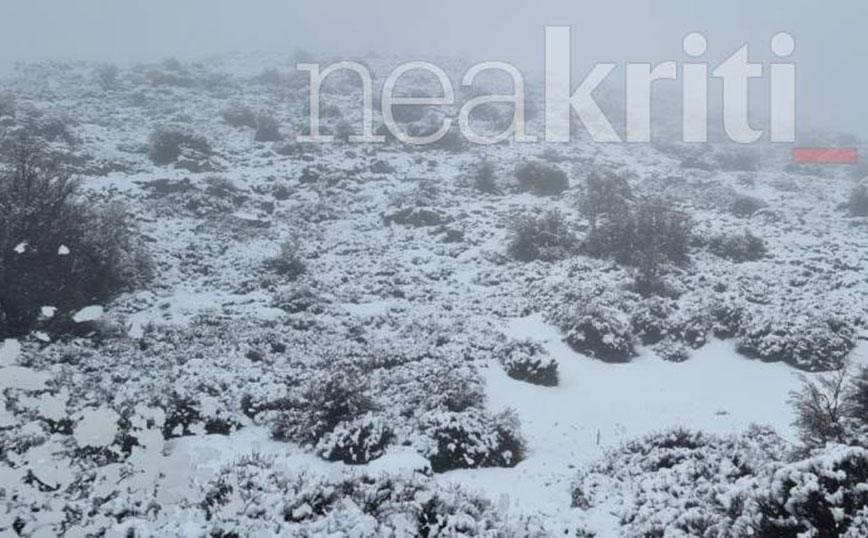 Χειμωνιάτικο σκηνικό στην Κρήτη: Χιόνισε στα Ανώγεια