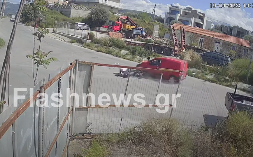 Νέο βίντεο ντοκουμέντο από το τροχαίο με τον ντελιβερά στα Χανιά: Η σύγκρουση καρέ – καρέ