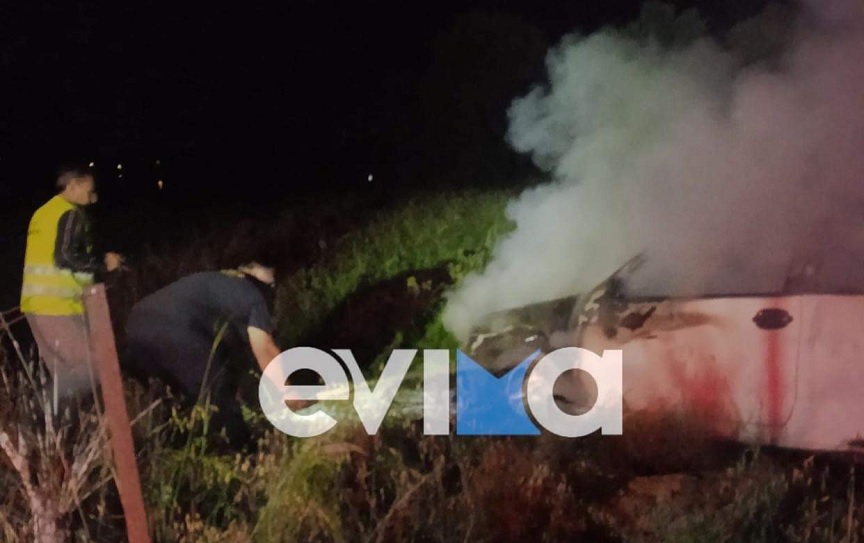 Εύβοια: Αυτοκίνητο πήρε φωτιά, μόλις ο οδηγός το έβαλε μπροστά