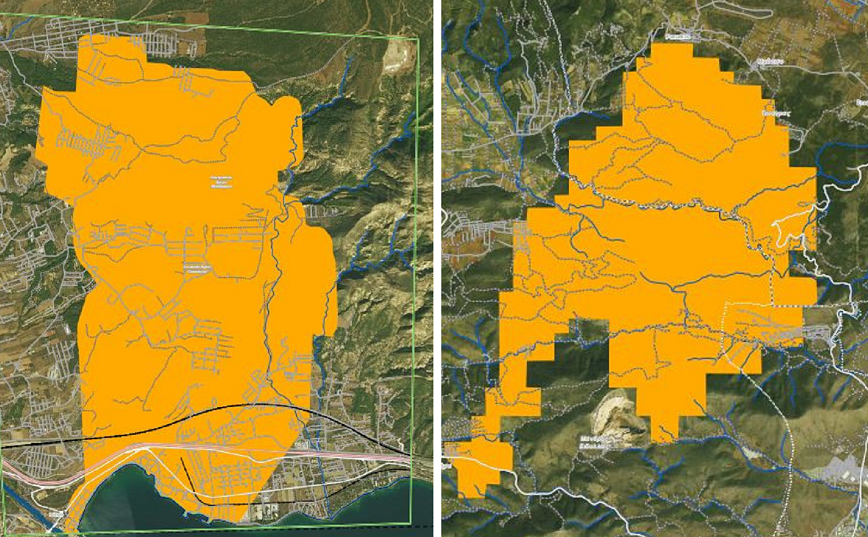 Εικόνες του Copernicus από την τρομακτική έκταση της φωτιάς σε Λουτράκι, Δυτική Αττική και Βοιωτία