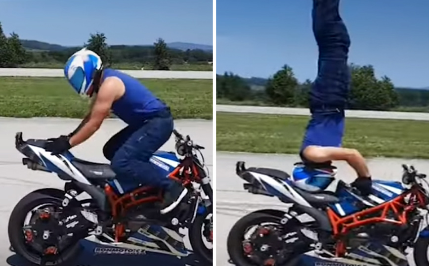 Ένα επικίνδυνο κατακόρυφο πάνω στις δύο ρόδες