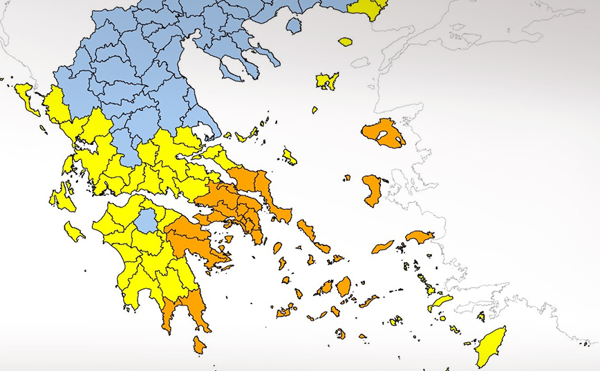 Σε πολύ υψηλό κίνδυνο πυρκαγιάς παραμένουν 6 περιοχές της Ελλάδας για αύριο, Τετάρτη