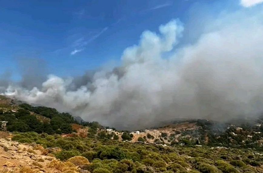 Φωτιά στην Άνδρο: Ενισχύονται οι πυροσβεστικές δυνάμεις – Δύσκολη κατάσταση στο Βιτάλι