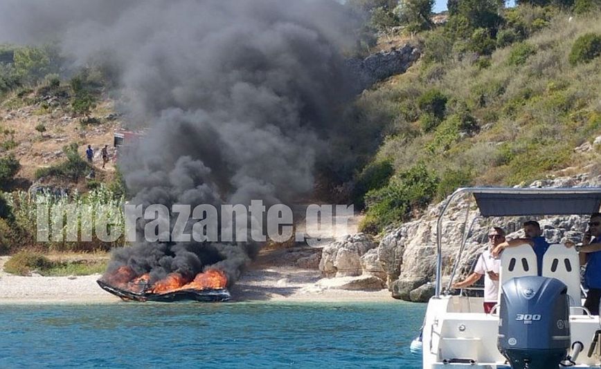 Σκάφος πήρε φωτιά και βυθίστηκε ανοικτά της Ζακύνθου &#8211; Καλά στην υγεία τους οι πέντε επιβαίνοντες