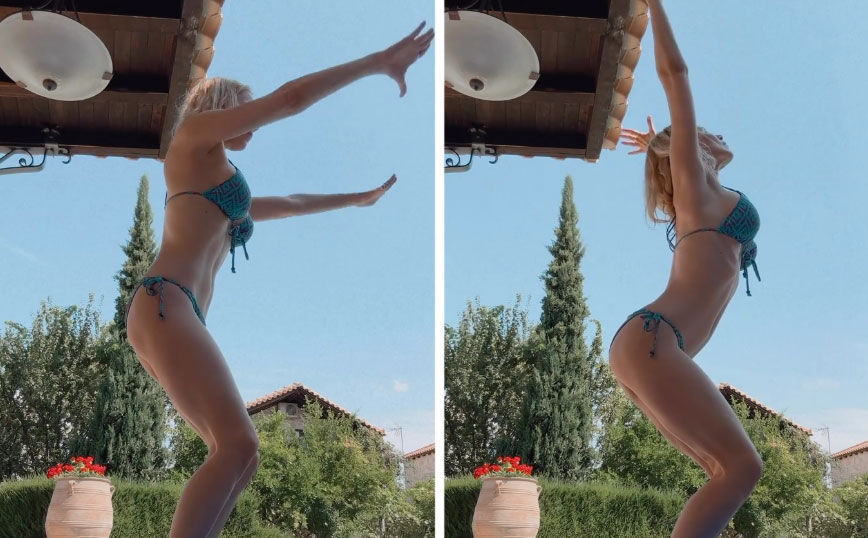 Η Νάντια Μπουλέ κάνει γιόγκα με μπικίνι δίπλα στην πισίνα – Την αποθεώνουν οι followers