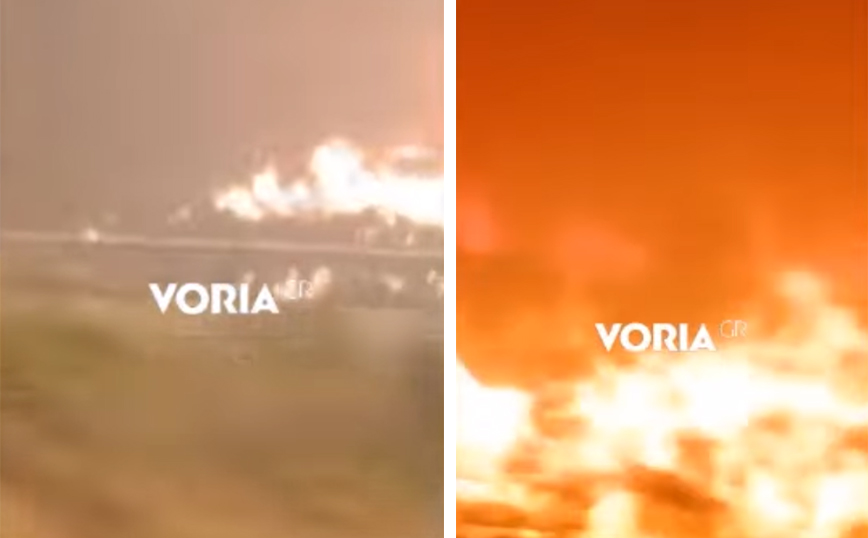 Λεωφορείο που μεταφέρει πυροσβέστες στον Έβρο περνά μέσα από τις φλόγες &#8211; Ανατριχιαστικό βίντεο