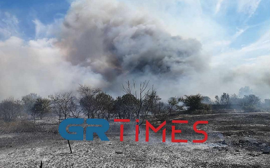 Φωτιά στη δυτική Θεσσαλονίκη, πριν τον κόμβο για το Καλοχώρι