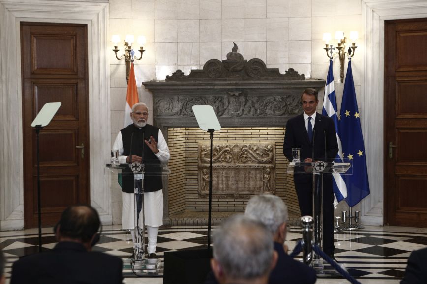 Μητσοτάκης: Η Ελλάδα γίνεται παγκόσμιος επενδυτικός προορισμός – Μόντι: Στόχος ο διπλασιασμός του διμερούς εμπορίου έως το 2030