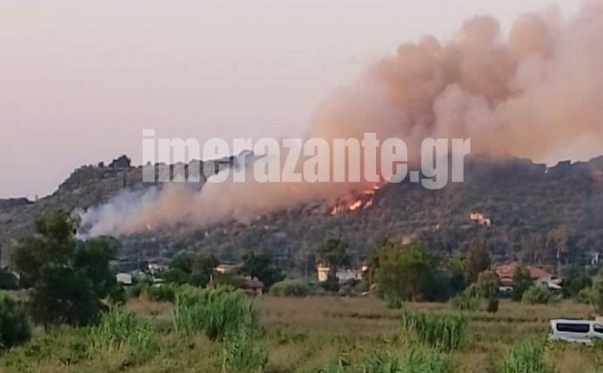 Φωτιά στη Ζάκυνθο – Έχει ζητηθεί εκκένωση σπιτιών – Μήνυμα του 112
