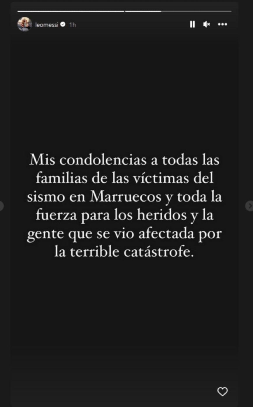 Μήνυμα Λιονέλ Μέσι για τον σεισμό στο Μαρόκο Μήνυμα Λιονέλ Μέσι για τον σεισμό στο Μαρόκο