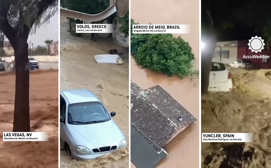 Βίντεο του Αccuweather με τις καταστροφικές πλημμύρες στον κόσμο – Από τον Βόλο… στο Βέγκας και την Ισπανία