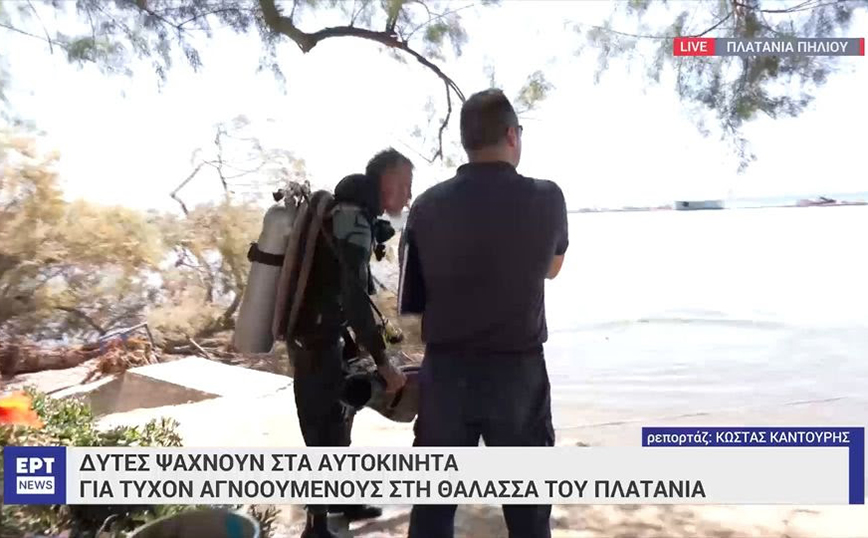Η στιγμή που δύτες του Λιμενικού επιχειρούν στον βυθό του Παγασητικού κόλπου – Ψάχνουν στα αμάξια για αγνοούμενους