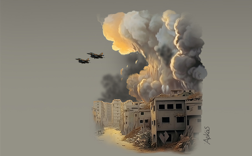 Το συγκλονιστικό σκίτσο του Αρκά για τον πόλεμο στο Ισραήλ &#8211; «Ο κύκλος του αίματος δεν είναι συμμετρικό σχήμα»