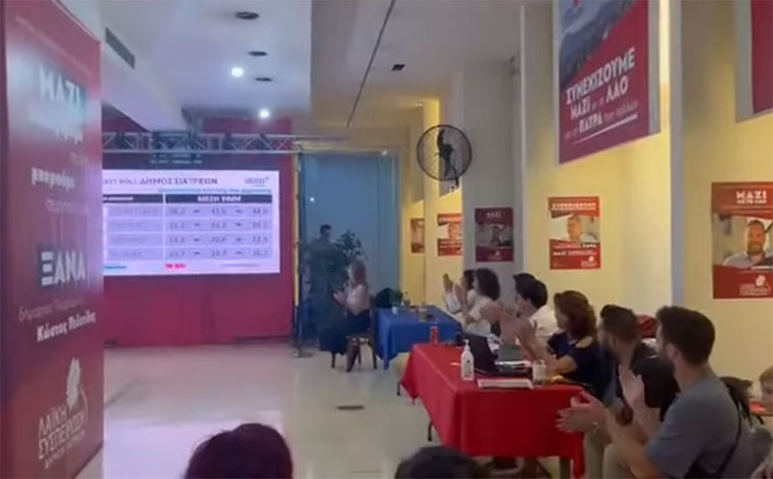 Χειροκροτήματα στο εκλογικό κέντρο του Πελετίδη στην Πάτρα μετά το exit poll
