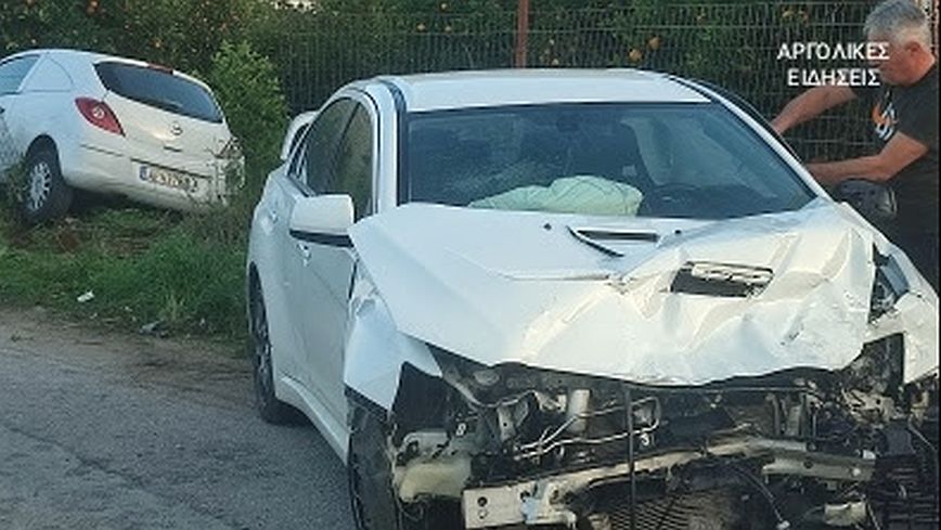 Τροχαίο ατύχημα με δύο τραυματίες μετά από σύγκρουση αυτοκινήτων στην Τίρυνθα