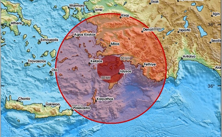 Σεισμός στην Τουρκία – Αισθητός στην Σύμη και στη Ρόδο