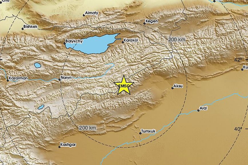 Ισχυρός σεισμός καταγράφηκε στην περιοχή μεταξύ του Κιργιστάν και της κινεζικής επαρχίας Σιντζιάνγκ