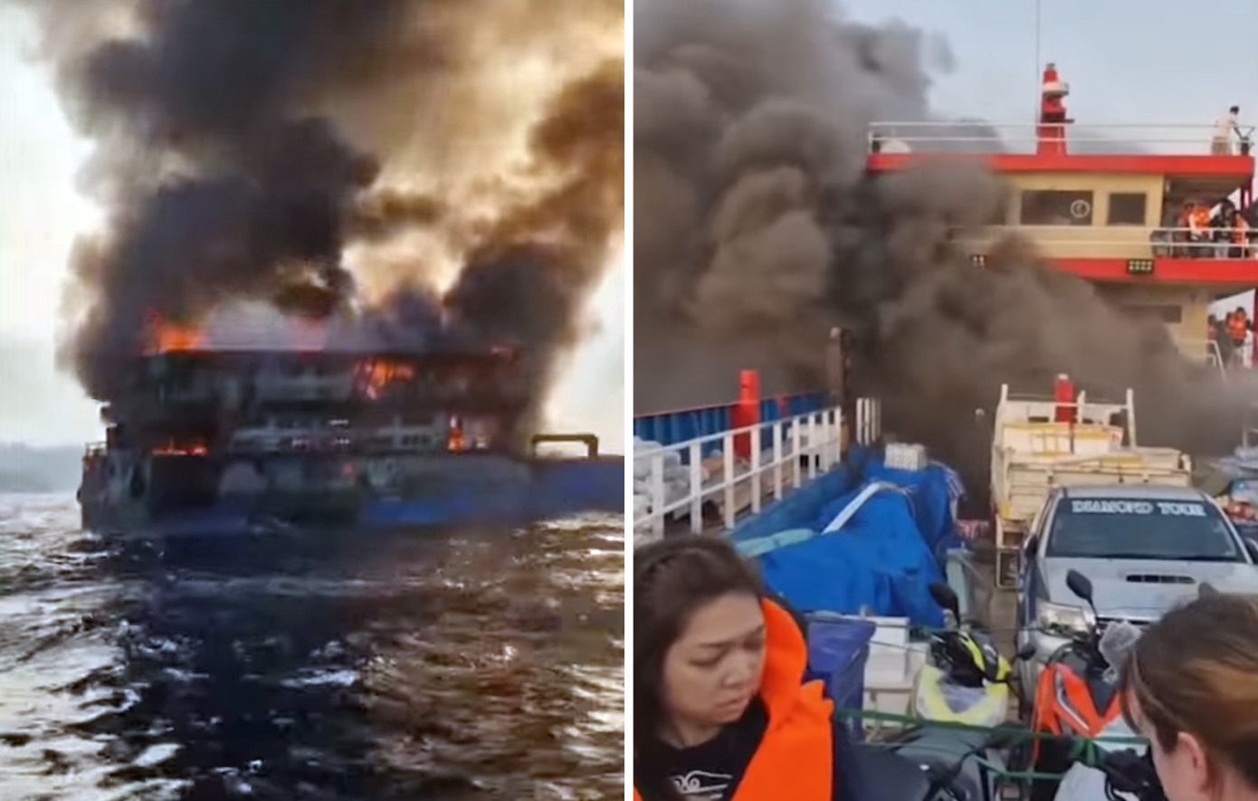 Τρομακτικές εικόνες με επιβάτες που προσπαθούν να ξεφύγουν από το φλεγόμενο πλοίο – Ορισμένοι πήδηξαν στη θάλασσα