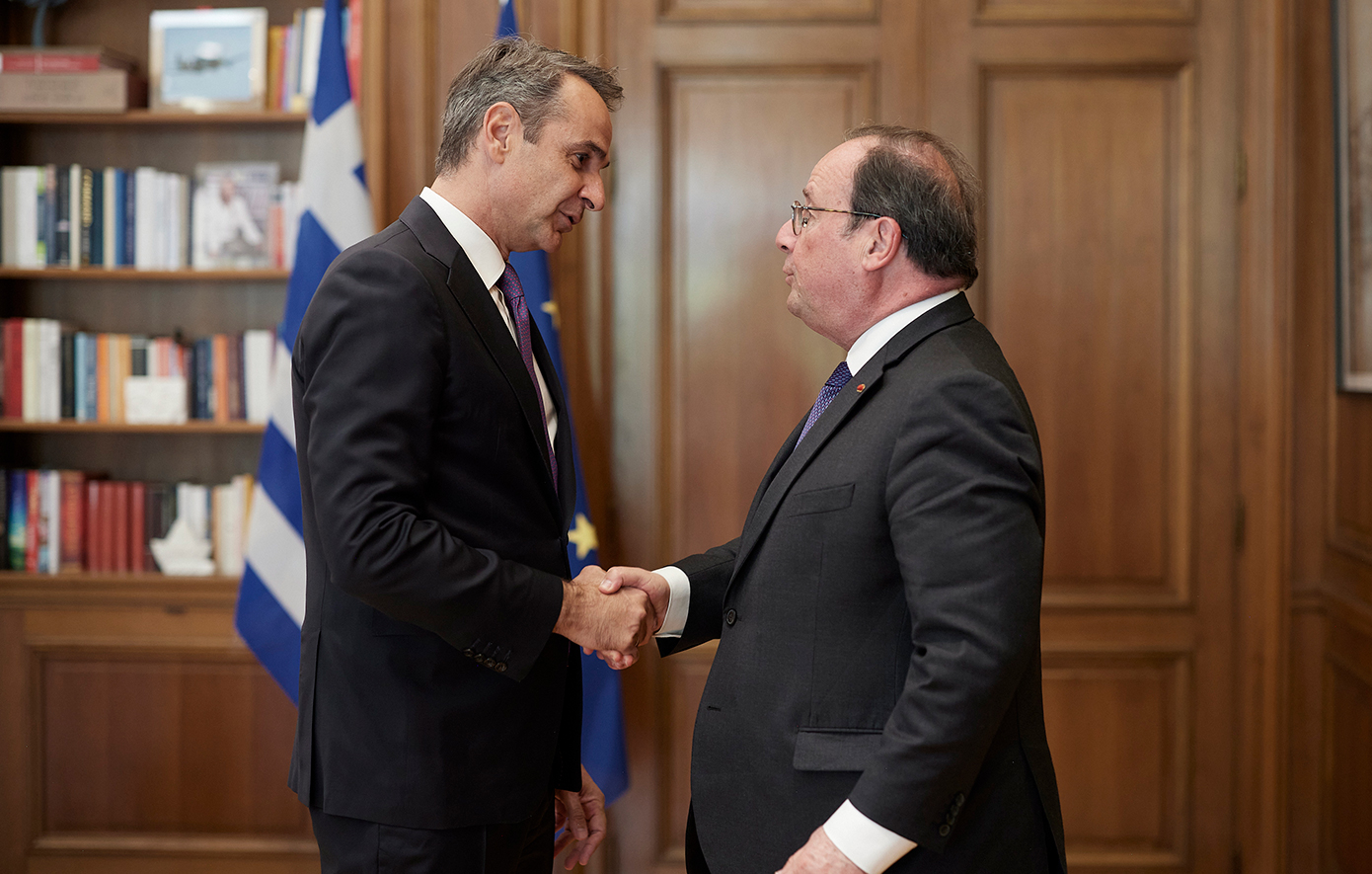 Συνάντηση του Κυριάκου Μητσοτάκη με τον Francois Hollande
