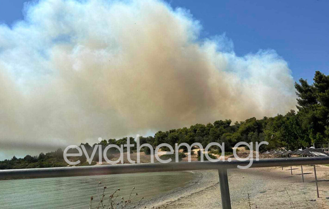 Μεγάλη φωτιά στον υδροβιότοπο Κολοβρέχτης των Ψαχνών Εύβοιας &#8211; Μήνυμα από το 112