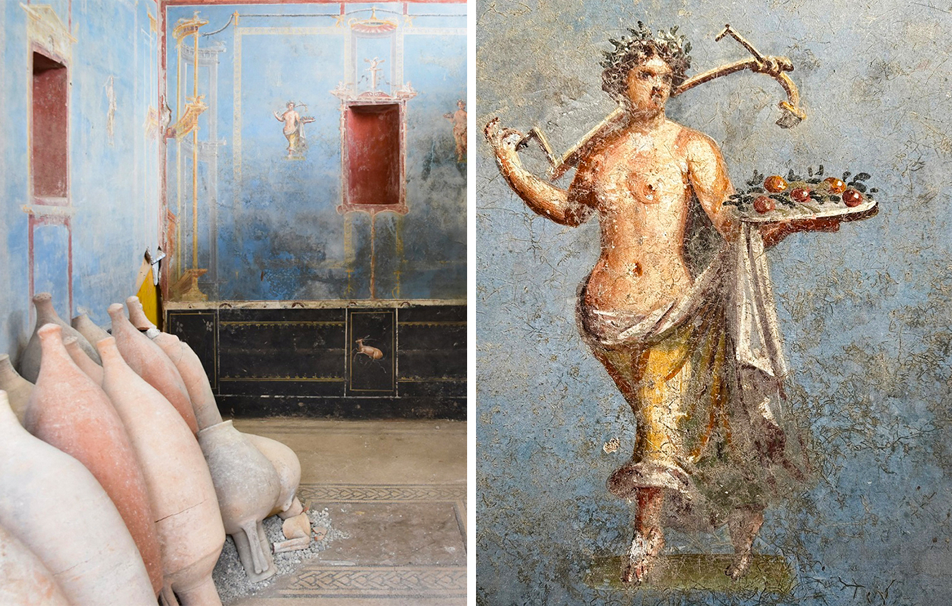 Σπάνιο μπλε δωμάτιο με τοιχογραφίες ανακαλύφθηκε στην Πομπηία &#8211; Εντυπωσιακές φωτογραφίες