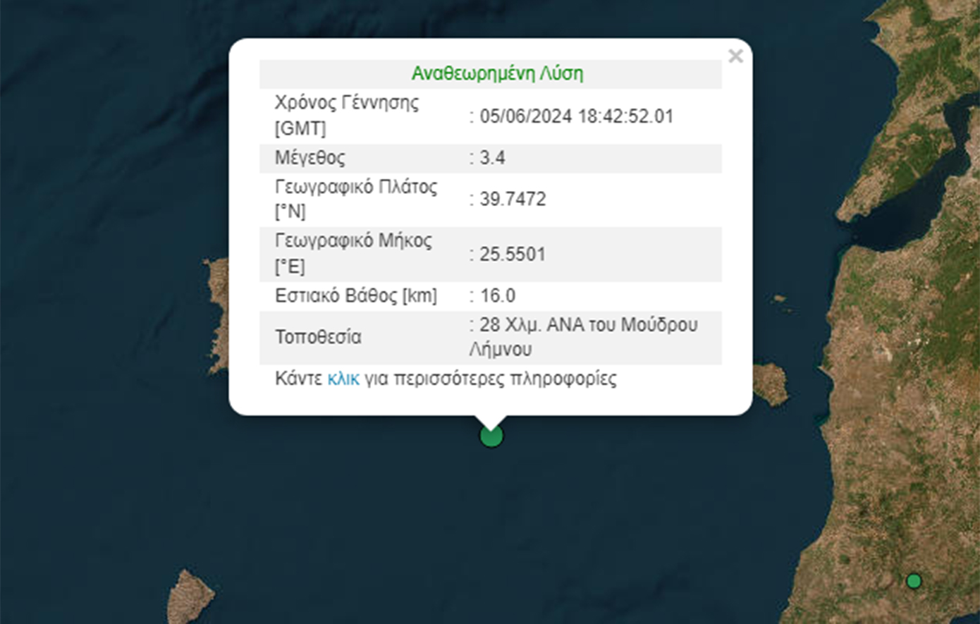 Σεισμός ανοιχτά της Λήμνου