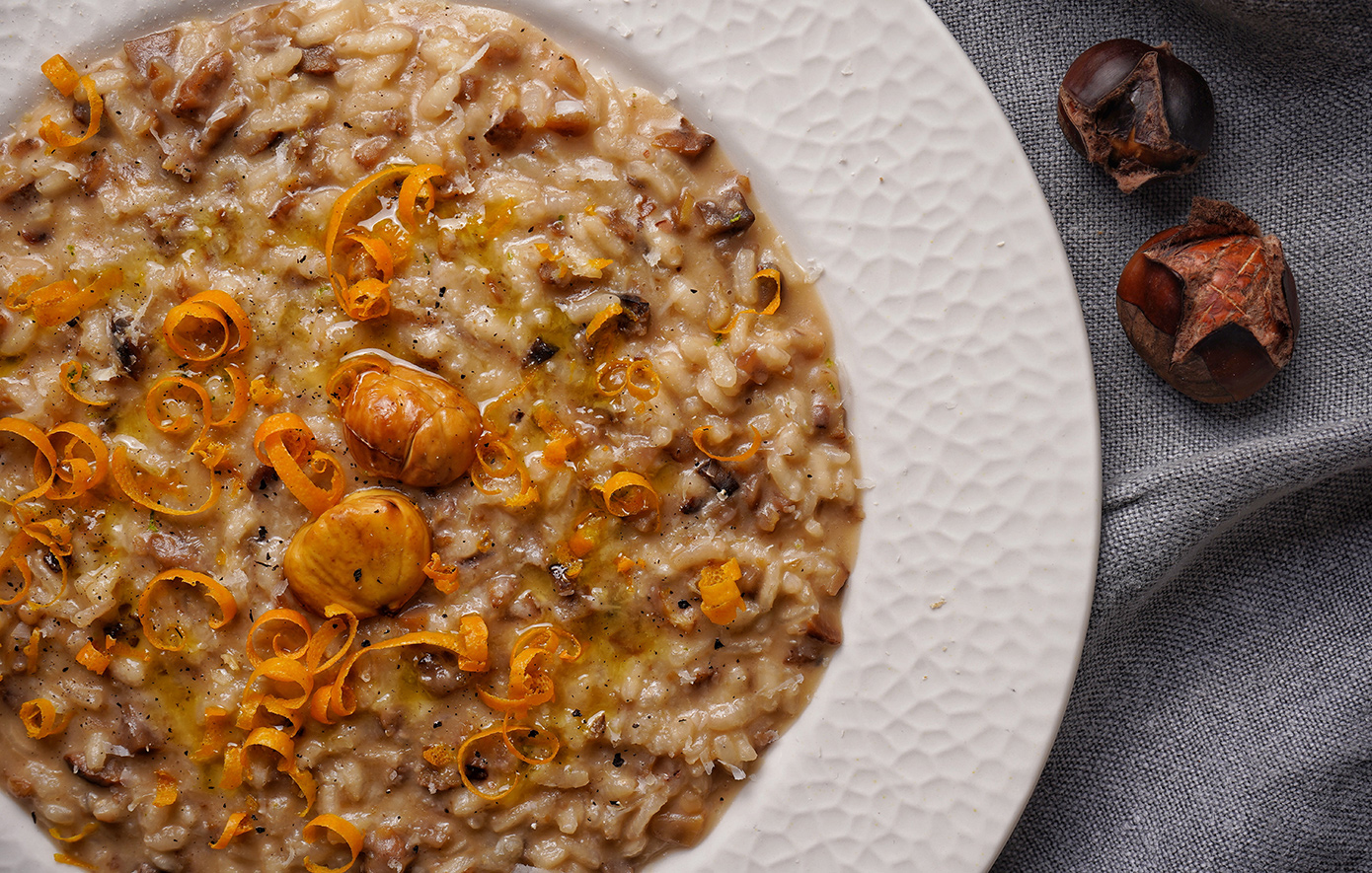 Εορταστικό ριζότο με κάστανα και γαλοπούλα