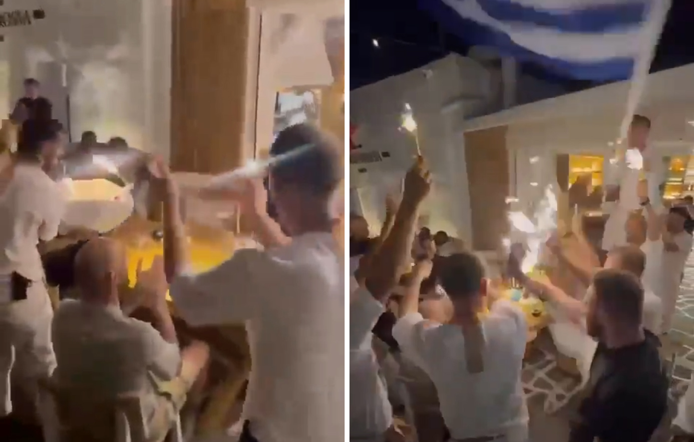 Αποθέωση για τον Βασίλη Σπανούλη σε εστιατόριο της Πάρου με «Final Countdown» και πυρσούς