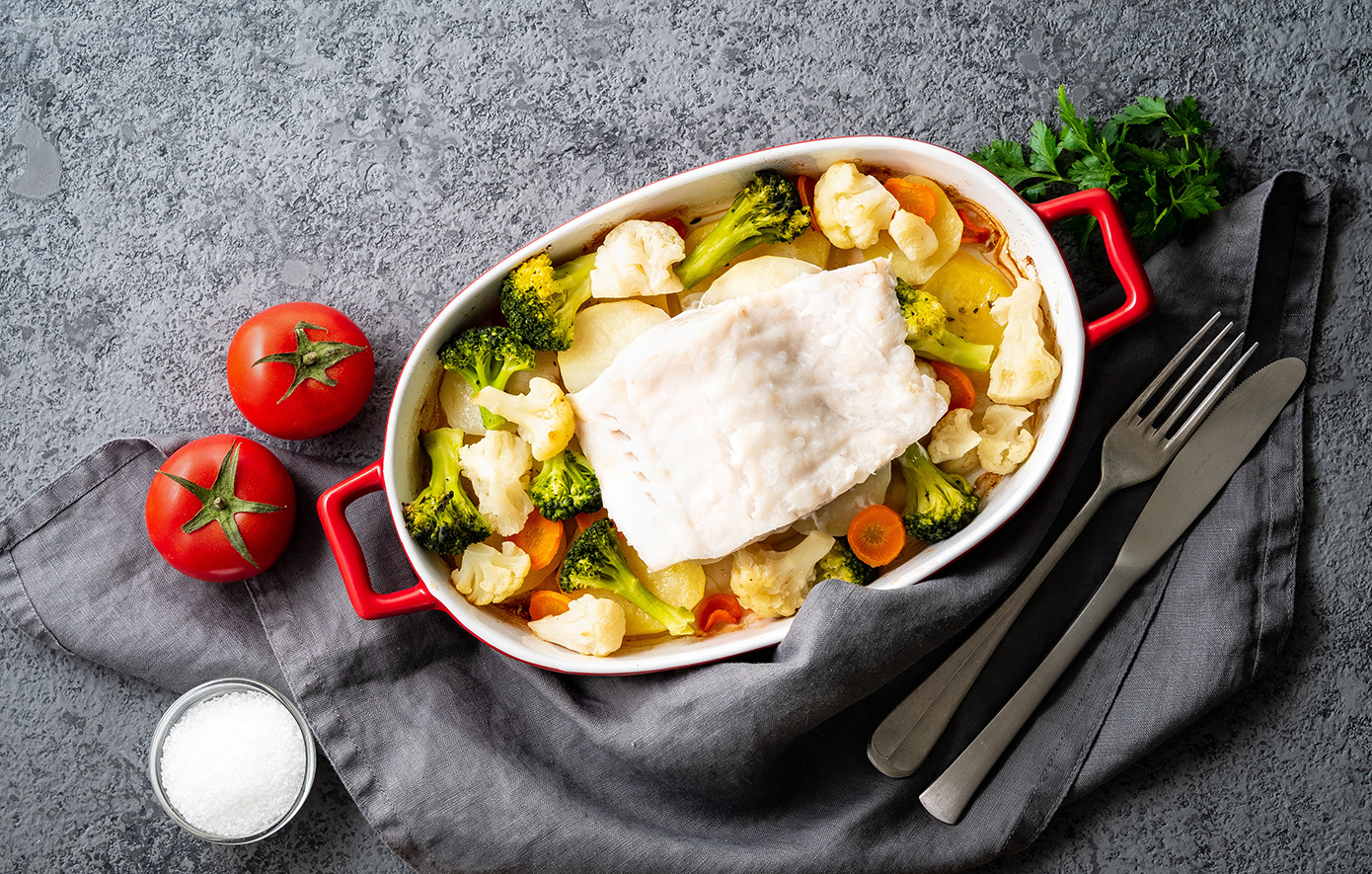 Φιλέτο ψαριού στο φούρνο με λαχανικά