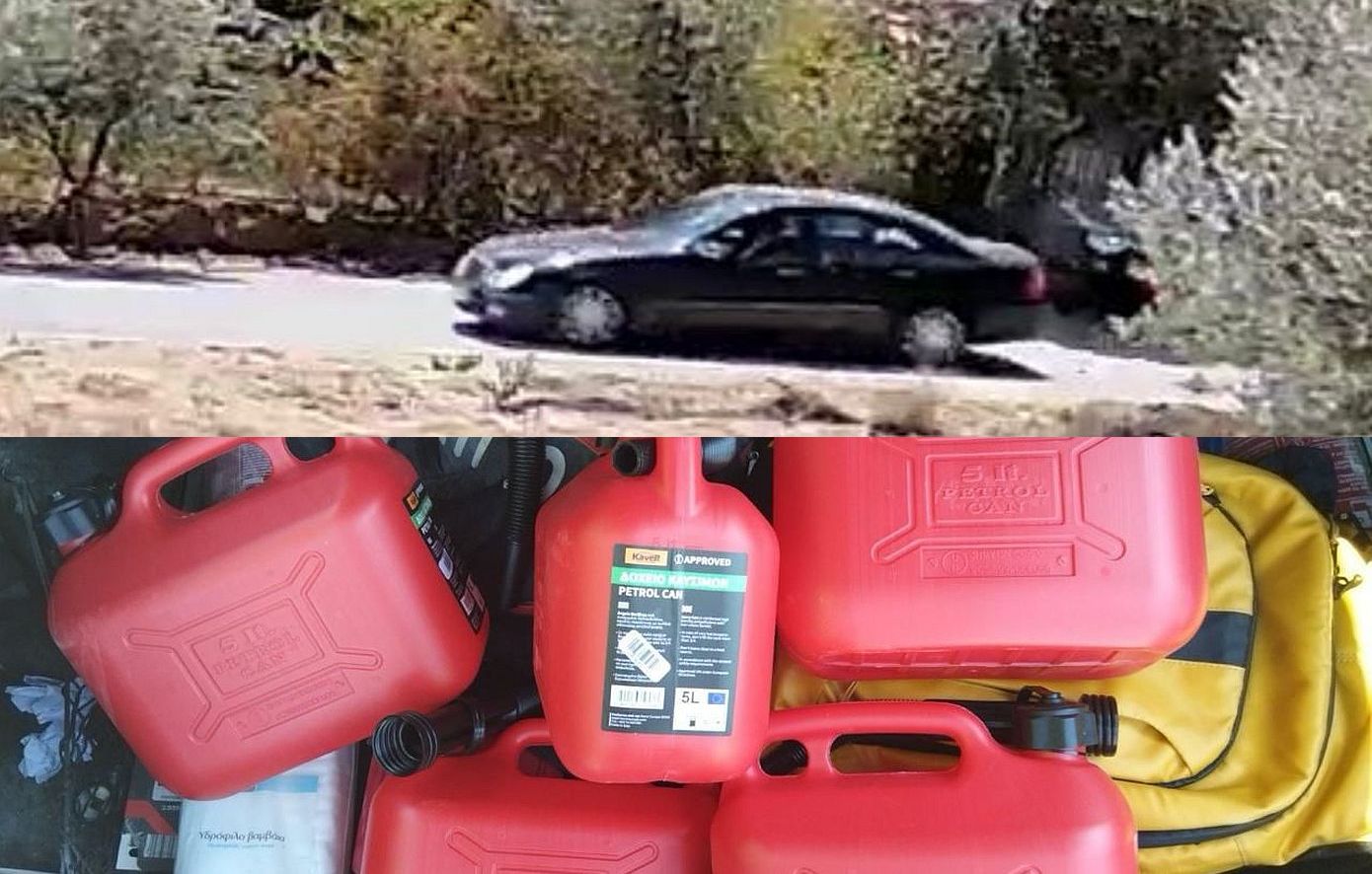 Ντοκουμέντα από τη δράση του 80χρονου κατηγορούμενου για εμπρησμό &#8211; Το αυτοκίνητο που χρησιμοποιούσε και τα άδεια μπιτόνια