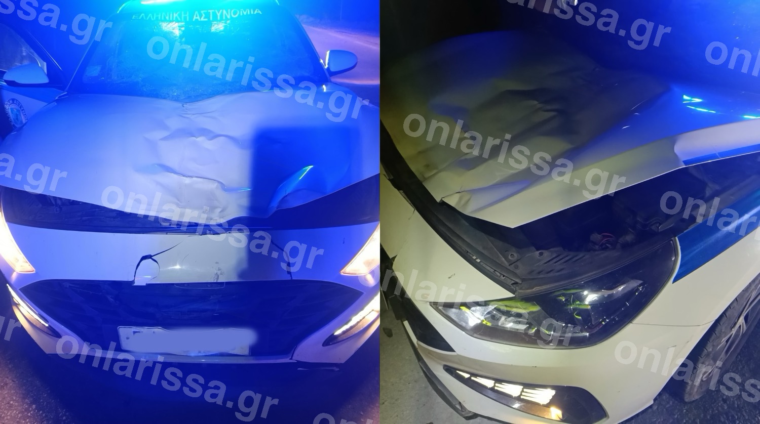 Απίστευτο τροχαίο στη Λάρισα: Περιπολικό συγκρούστηκε με άλογο που πετάχτηκε στον δρόμο