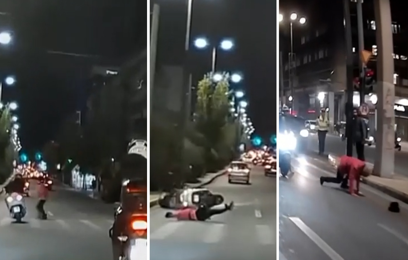 Βίντεο-ντοκουμέντο από τη στιγμή που μηχανάκι παρασύρει πεζή στη Λεωφόρο Αλεξάνδρας