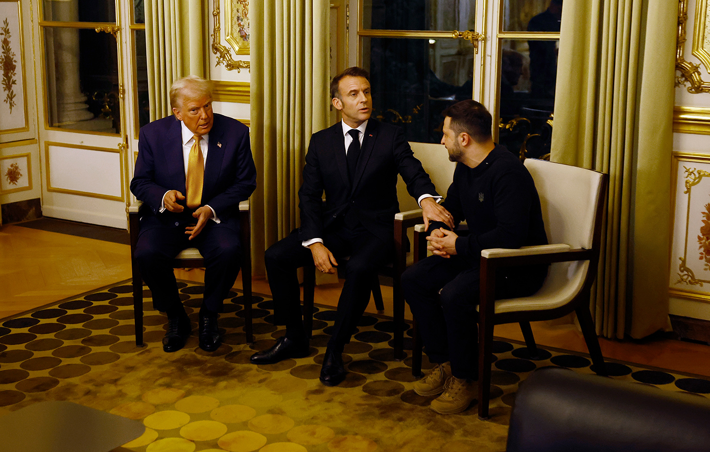 Βολοντίμιρ Ζελένσκι - Ντόναλντ Τραμπ - Εμανουέλ Μακρόν