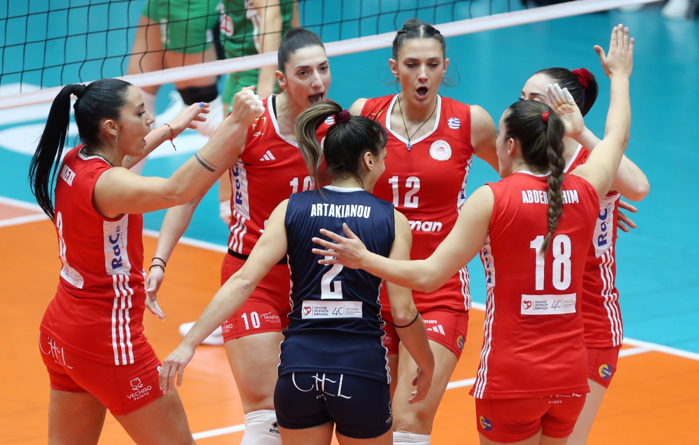 Ολυμπιακός – Παναθηναϊκός 3-1: Στα κόκκινα το ντέρμπι και η κορυφή στο βόλεϊ γυναικών