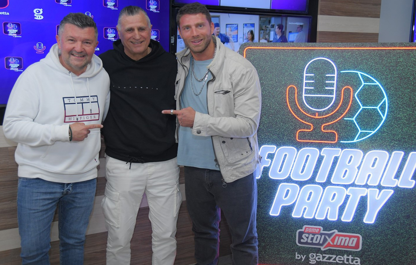 Απολαυστικός Νίκος Βαμβακούλας στο pre-game show του PS football party by Gazzetta για τα ντέρμπι των playoffs