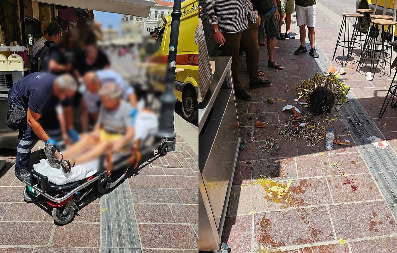 Γλάστρα παρασύρθηκε από τον αέρα, έπεσε πάνω σε τουρίστρια και την τραυμάτισε στο Ενετικό Λιμάνι των Χανίων
