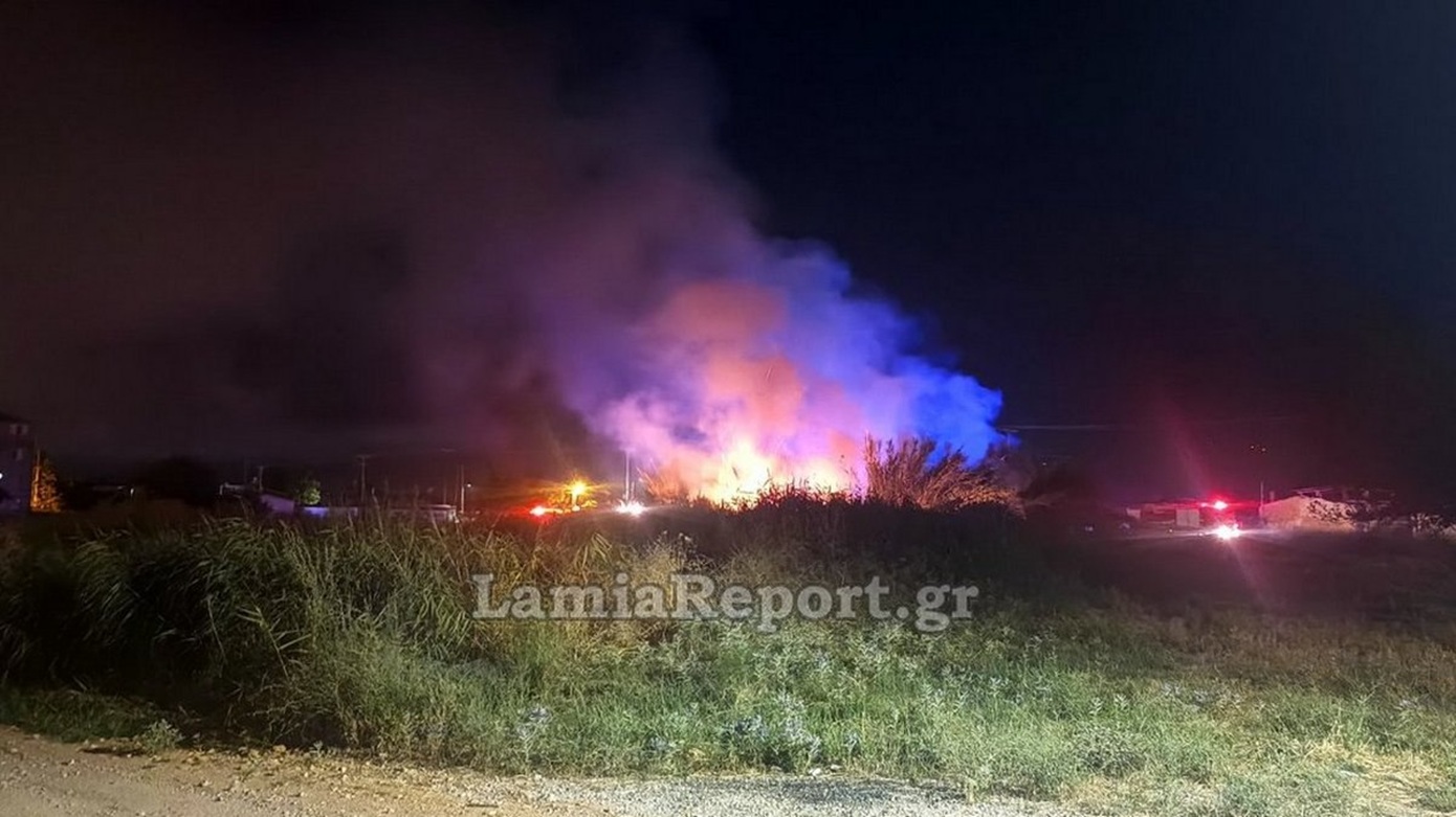 Φωτιά σε καλαμιές κοντά σε κατοικημένη περιοχή στην Λαμία